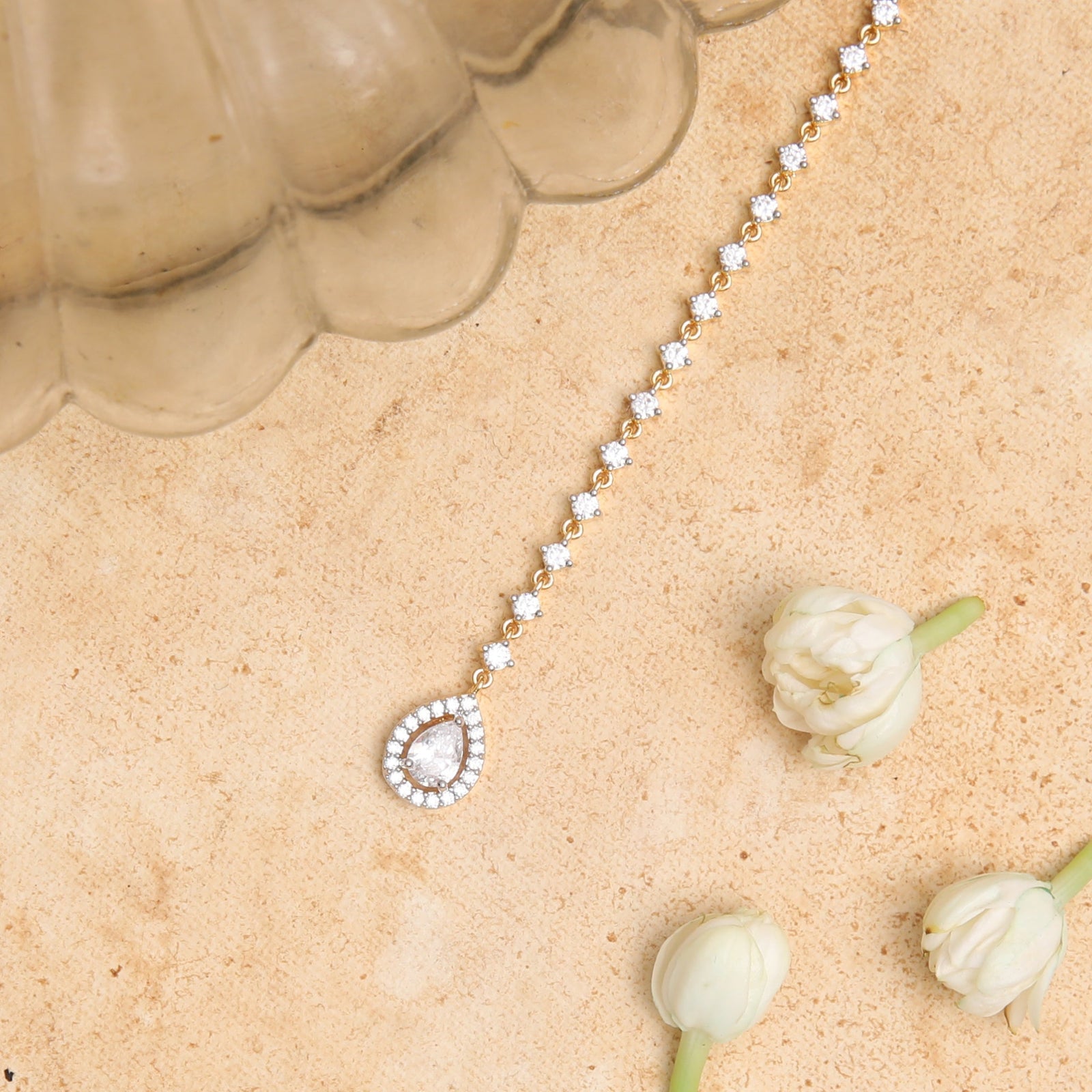 Ilisha CZ Silver Maang Tikka