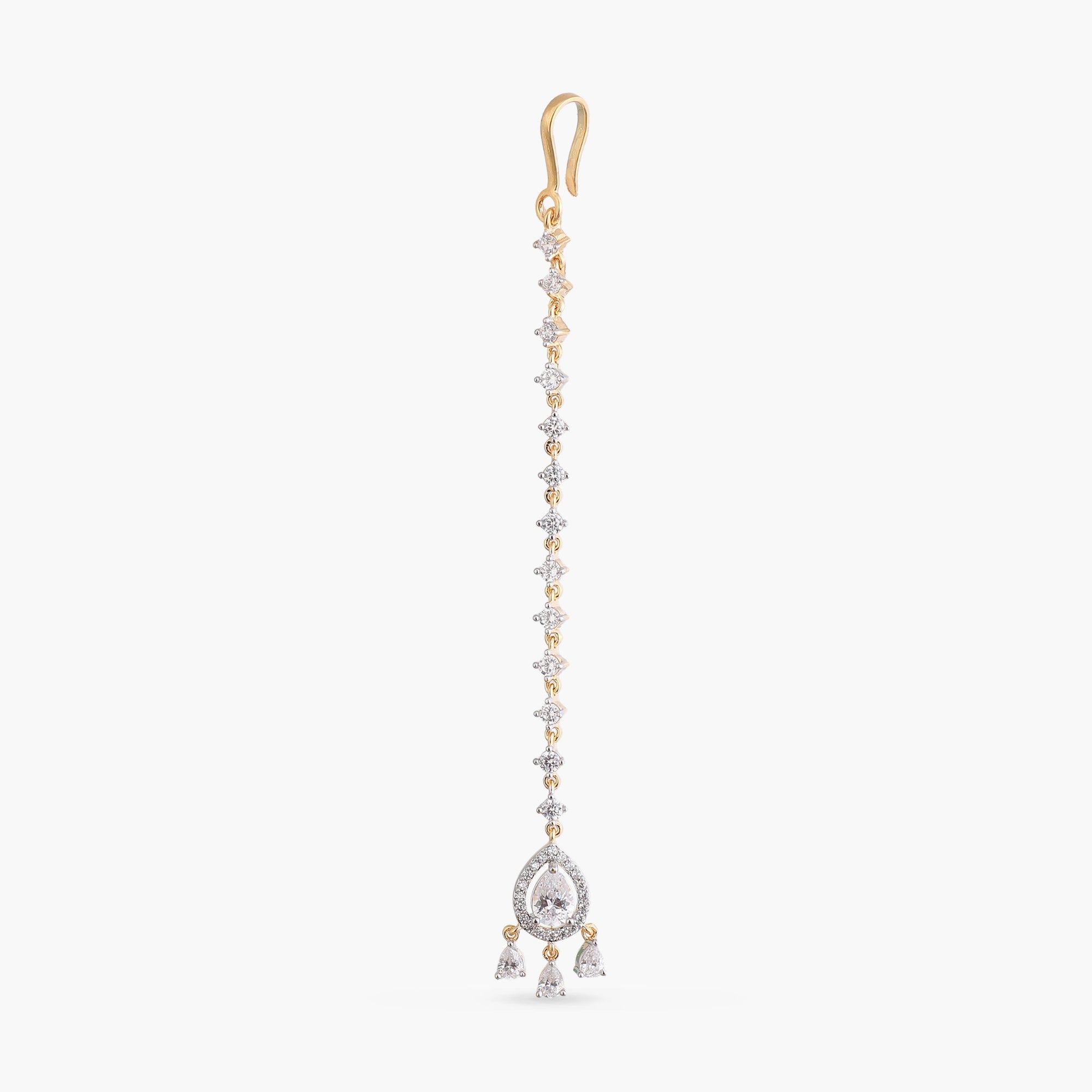 Svara CZ Drop Silver Maang Tikka