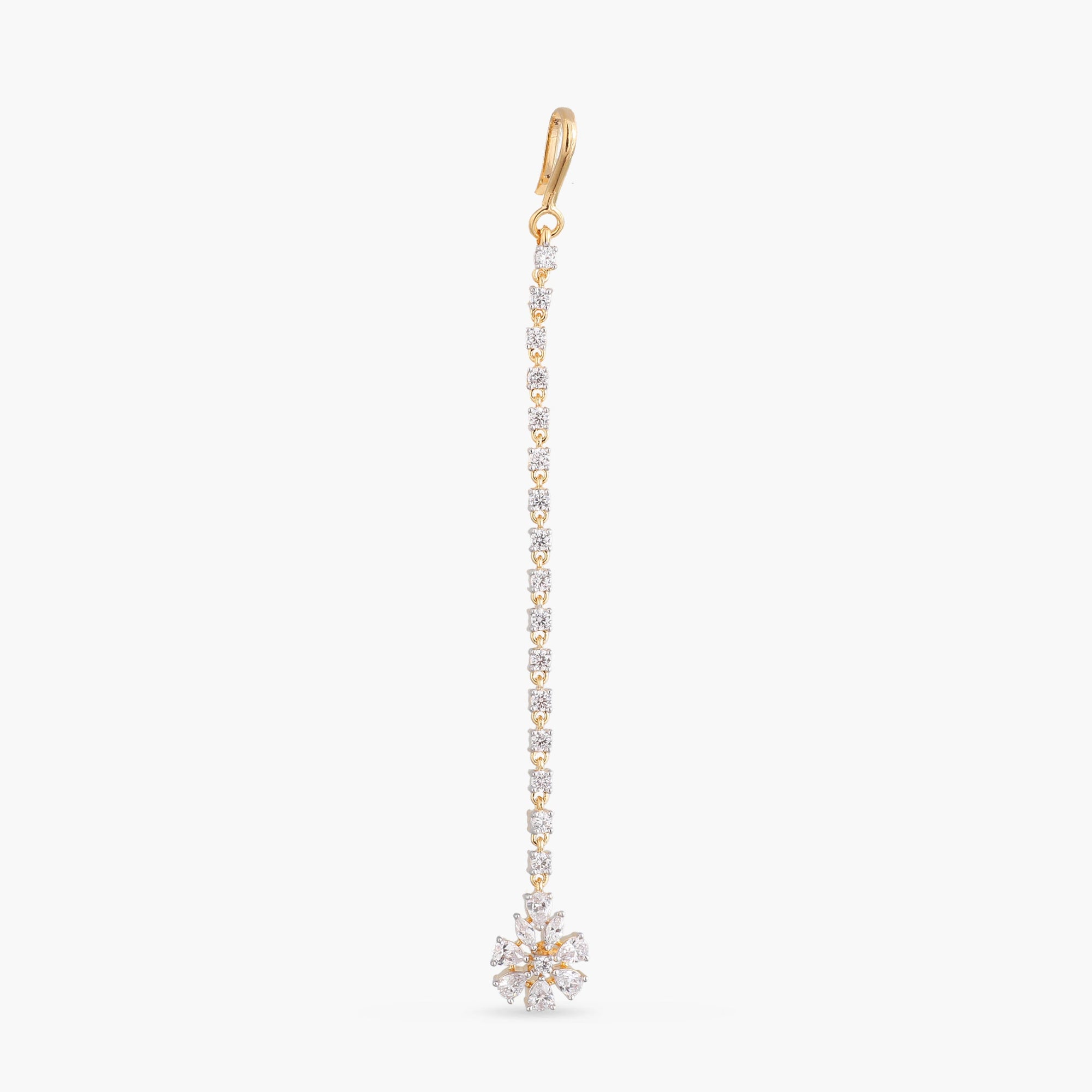 Nivara Floral CZ Silver Maang Tikka