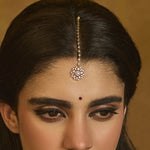 Hair Accessory Elina Flora Motif CZ Silver Maang Tikka