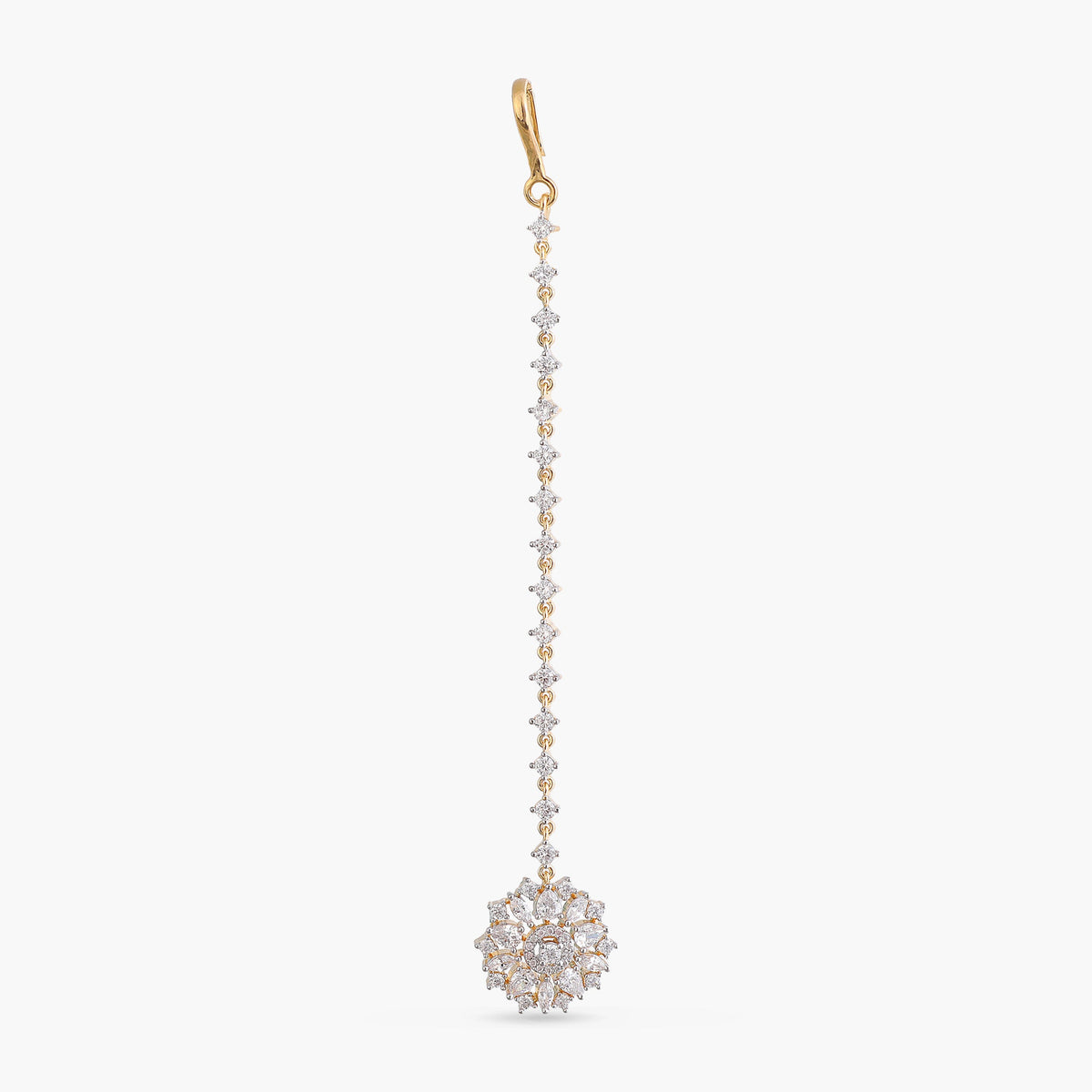 Elina Flora Motif CZ Silver Maang Tikka