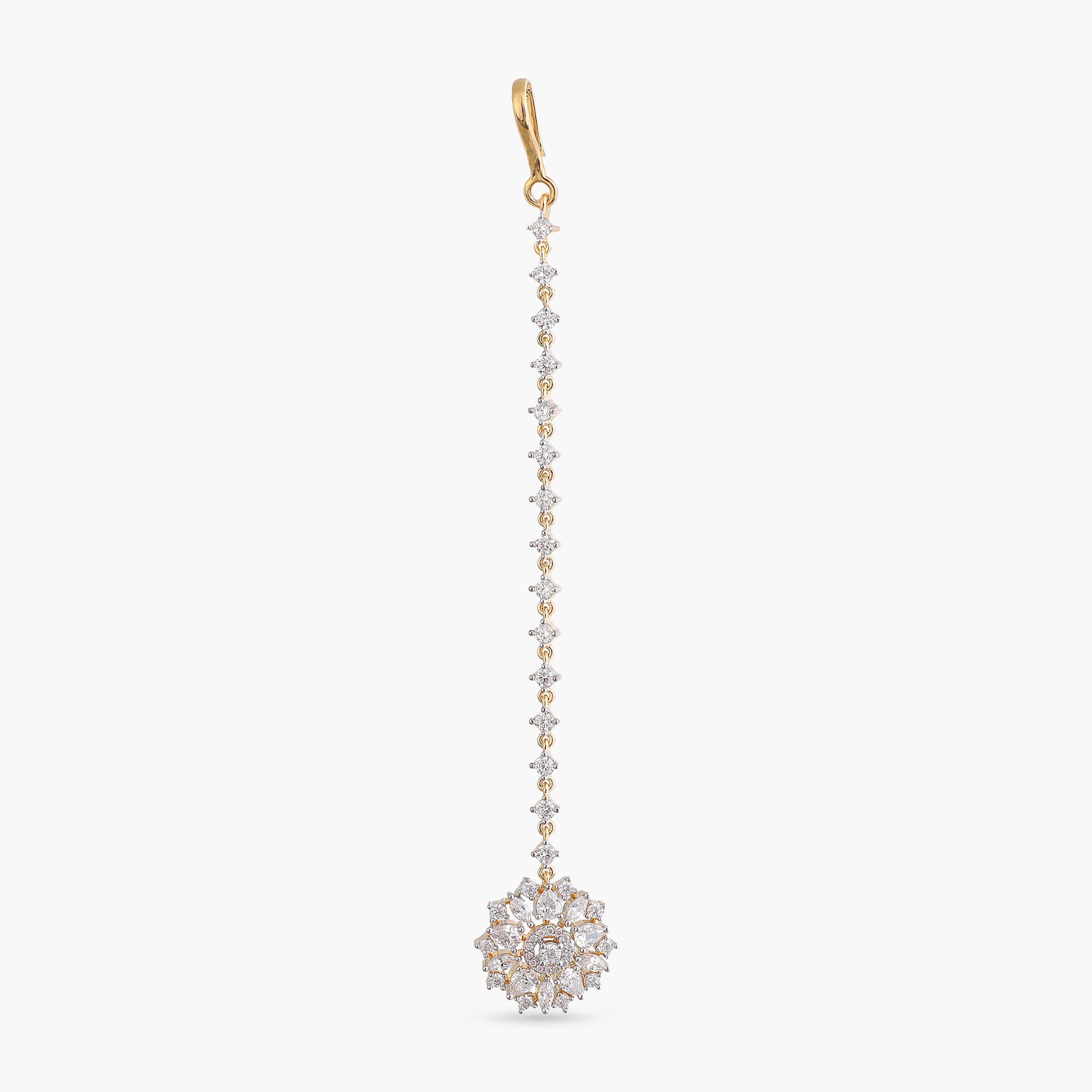 Elina Flora Motif CZ Silver Maang Tikka