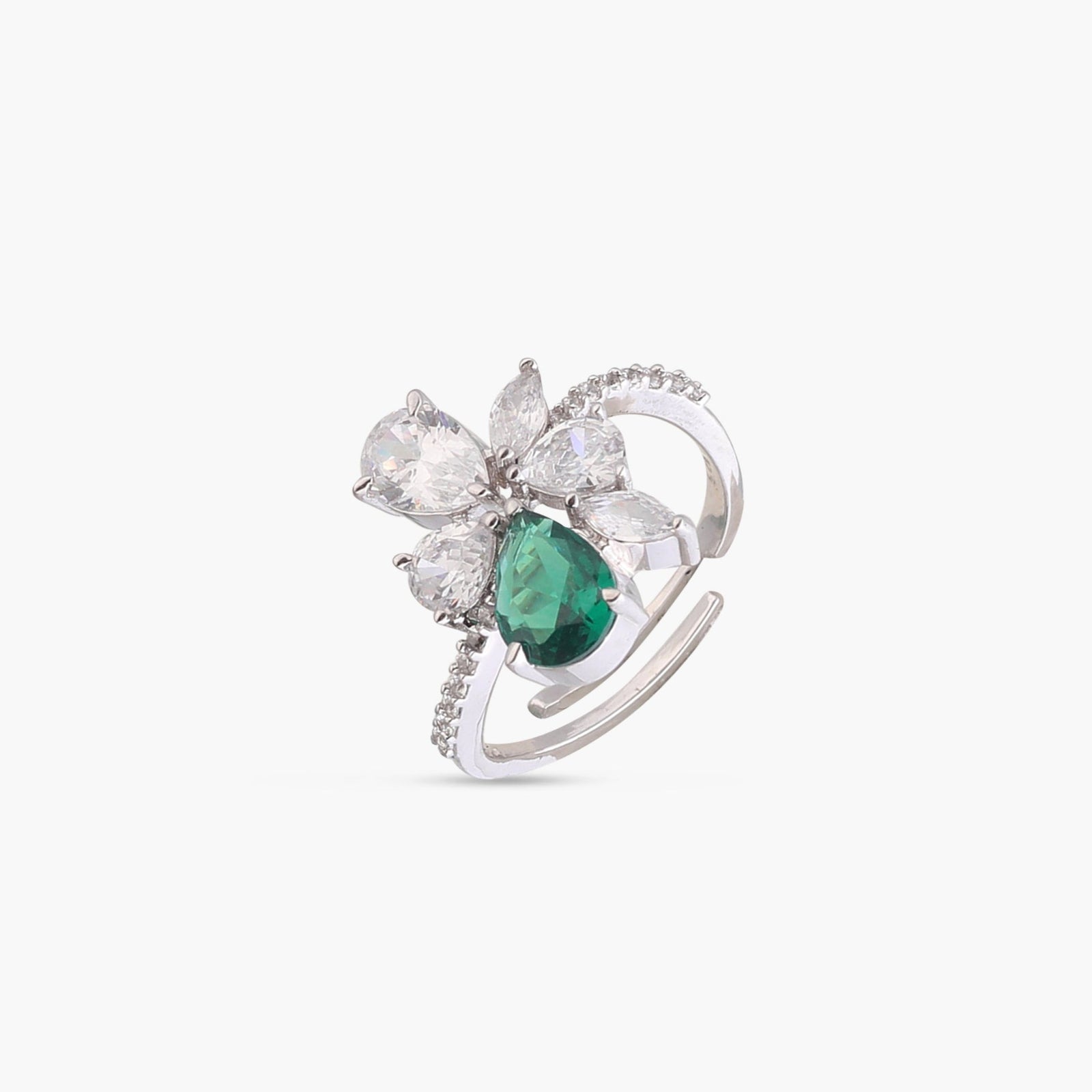Orya Floral CZ Silver Ring