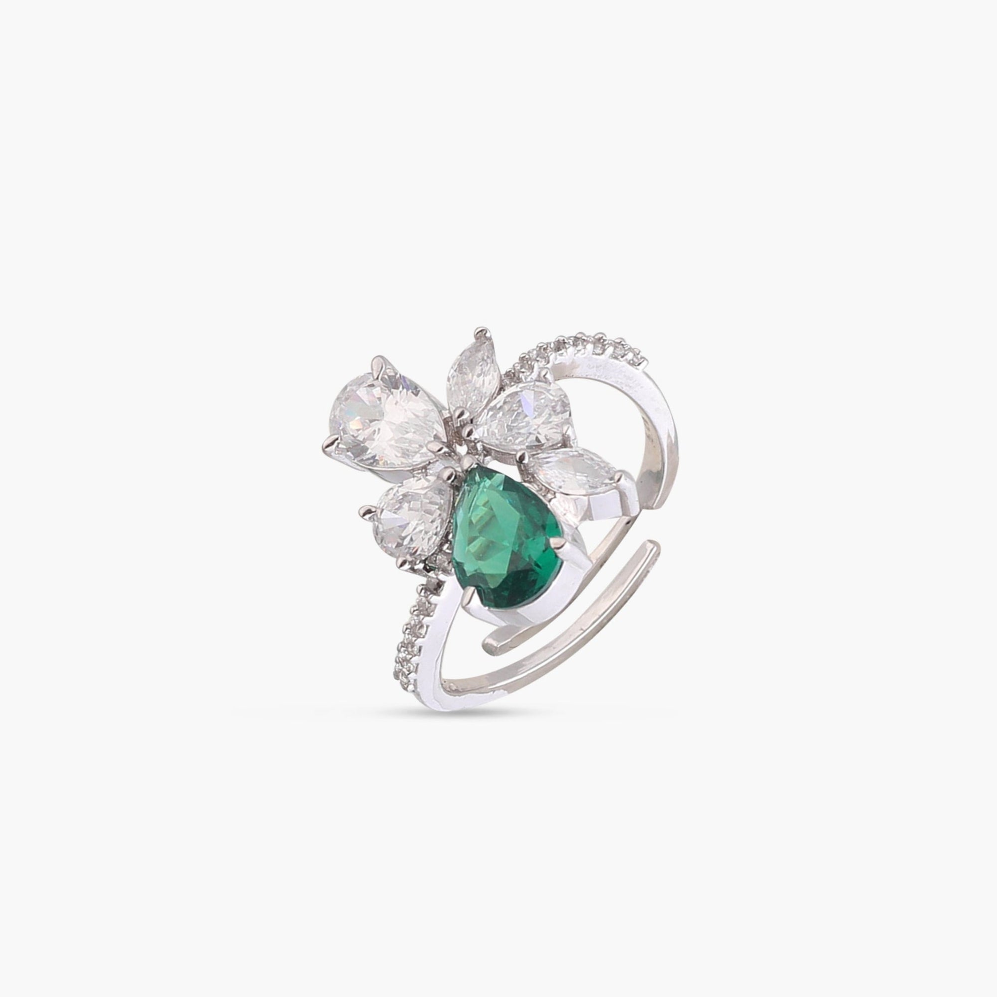 Orya Floral CZ Silver Ring