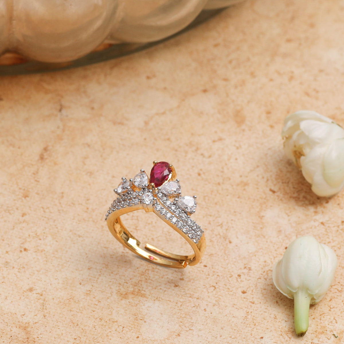 Finger Ring Amira Crown CZ Silver Ring