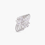 Finger Ring Lira Detailed CZ Cocktail Silver Ring