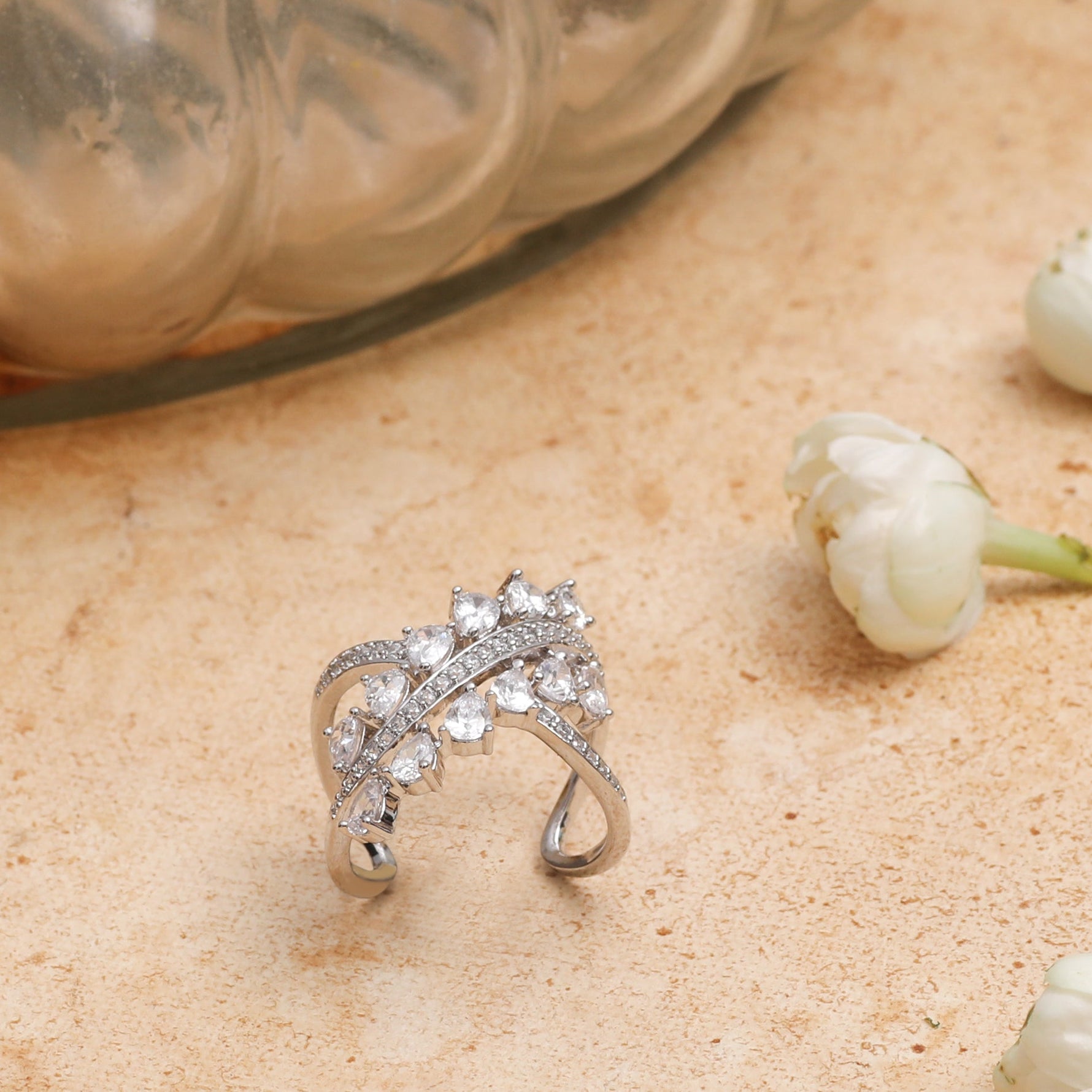 Finger Ring Myra CZ Cocktail Silver Ring