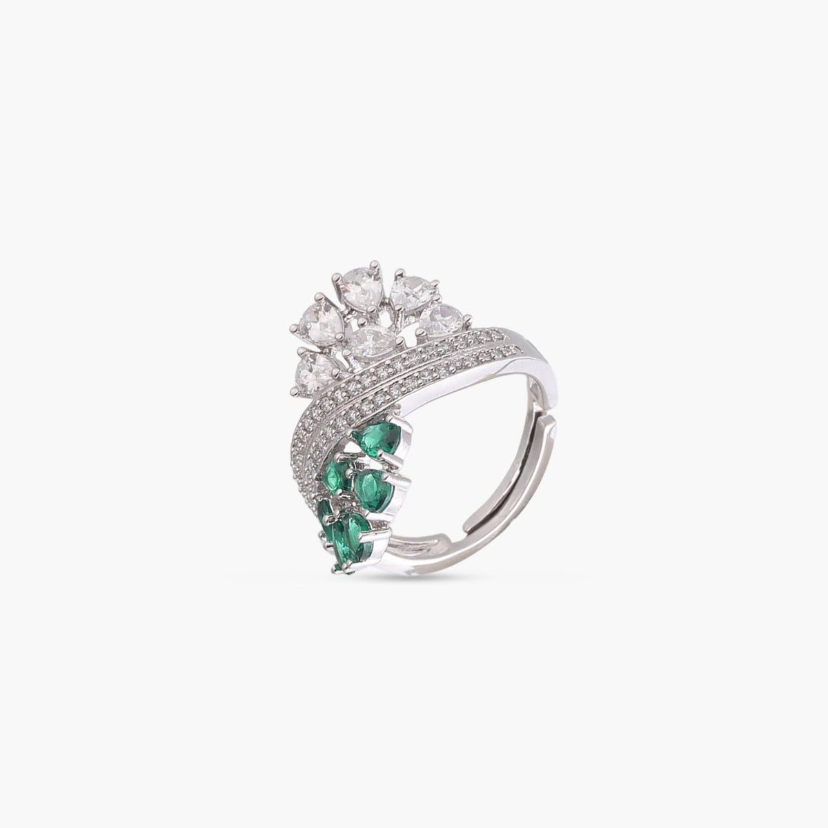 Finger Ring Kiara CZ Cocktail Silver Ring