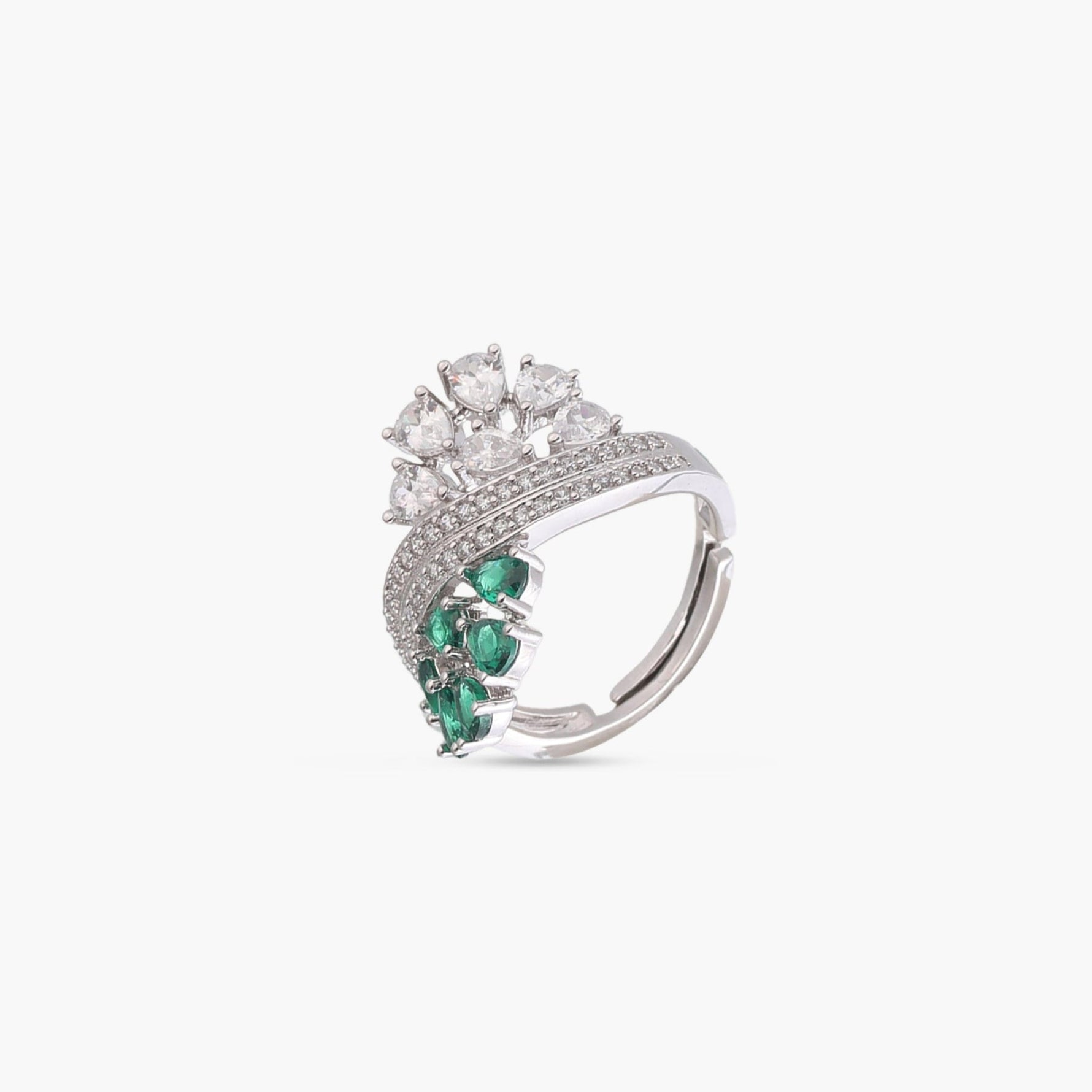 Finger Ring Kiara CZ Cocktail Silver Ring