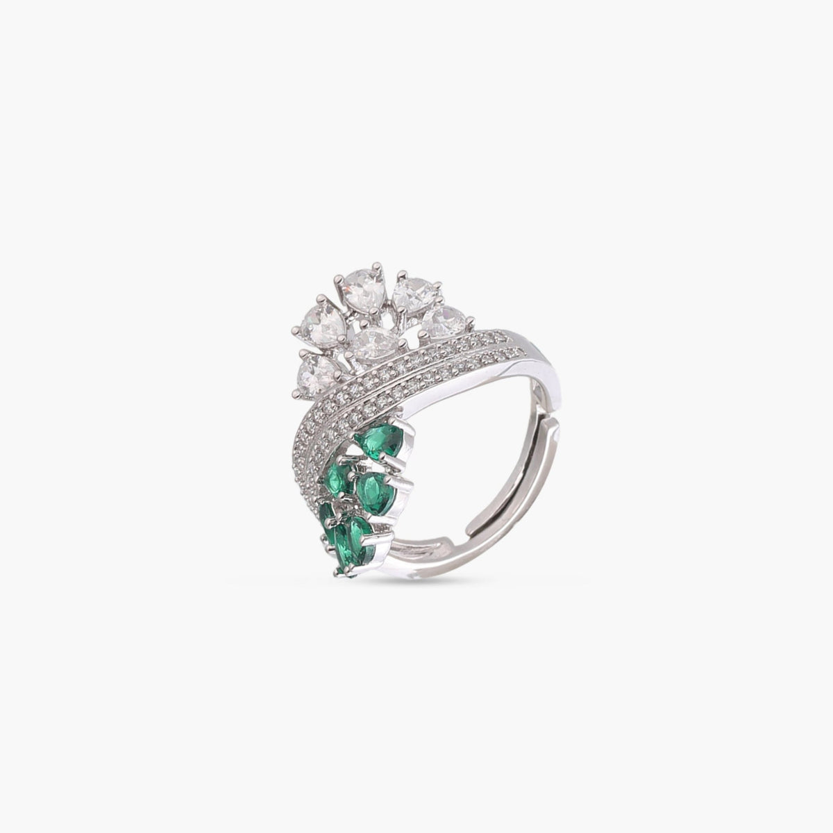 Kiara CZ Cocktail Silver Ring