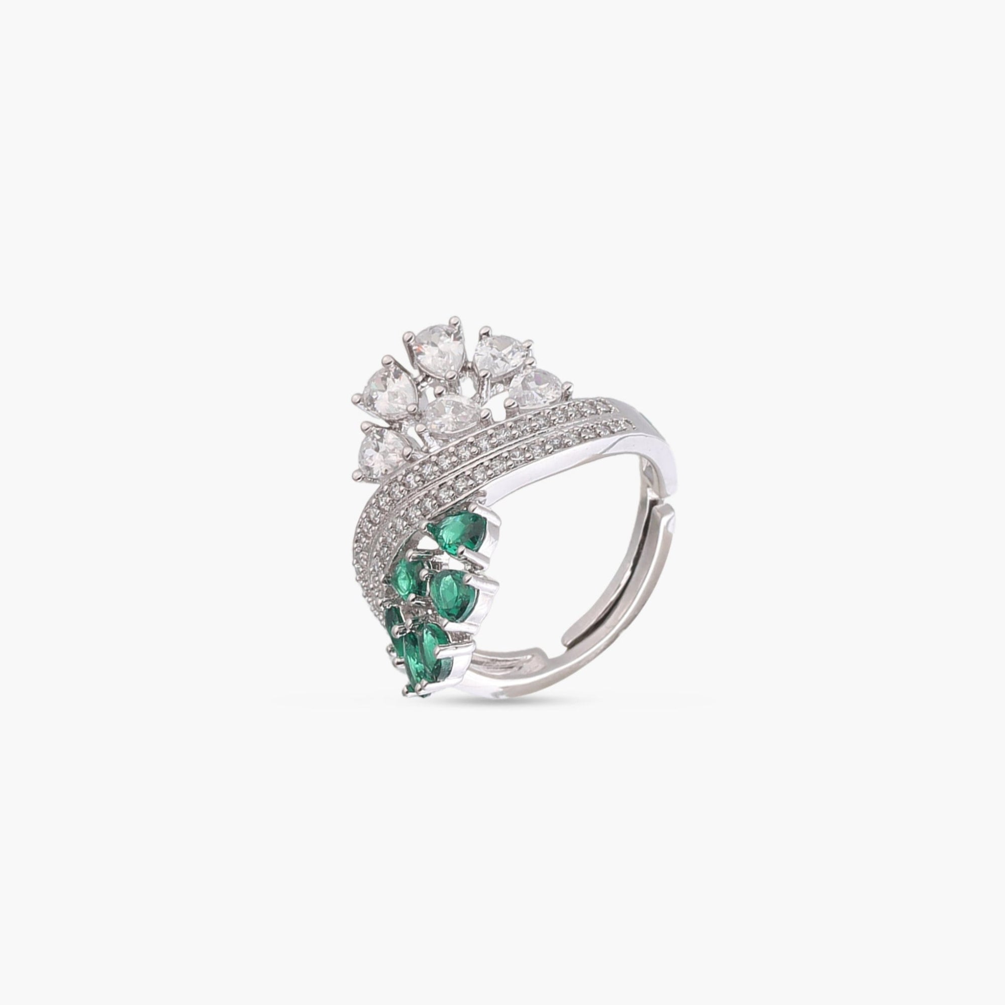 Kiara CZ Cocktail Silver Ring