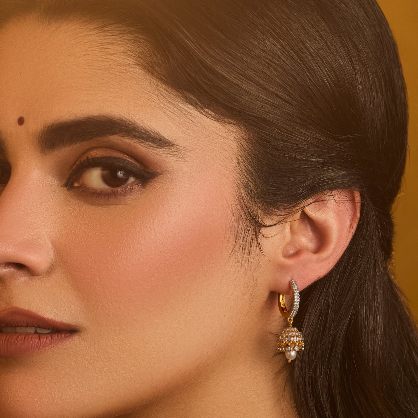 Earrings Antara CZ Silver Jhumkas