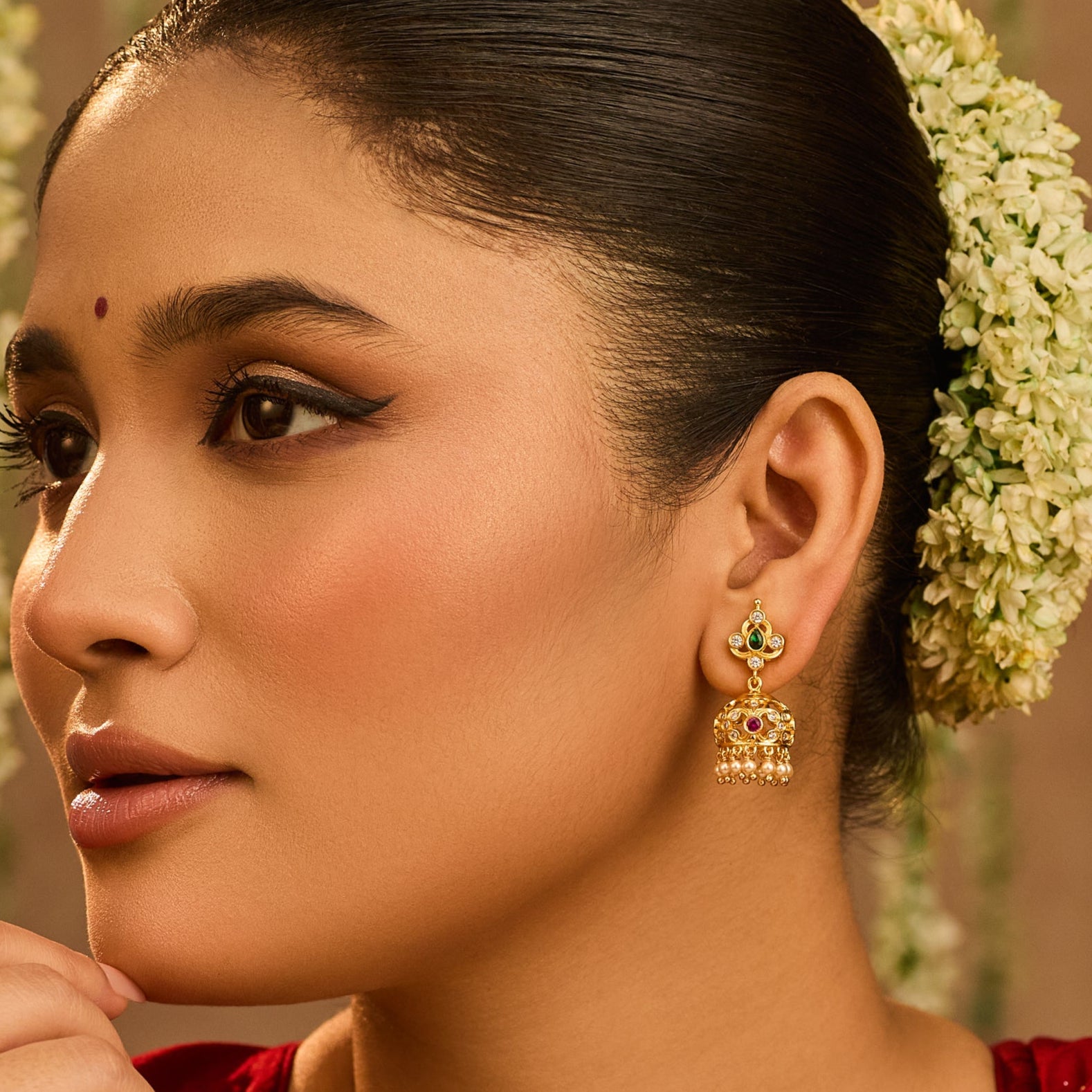 Tanira CZ Silver Jhumka Earrings