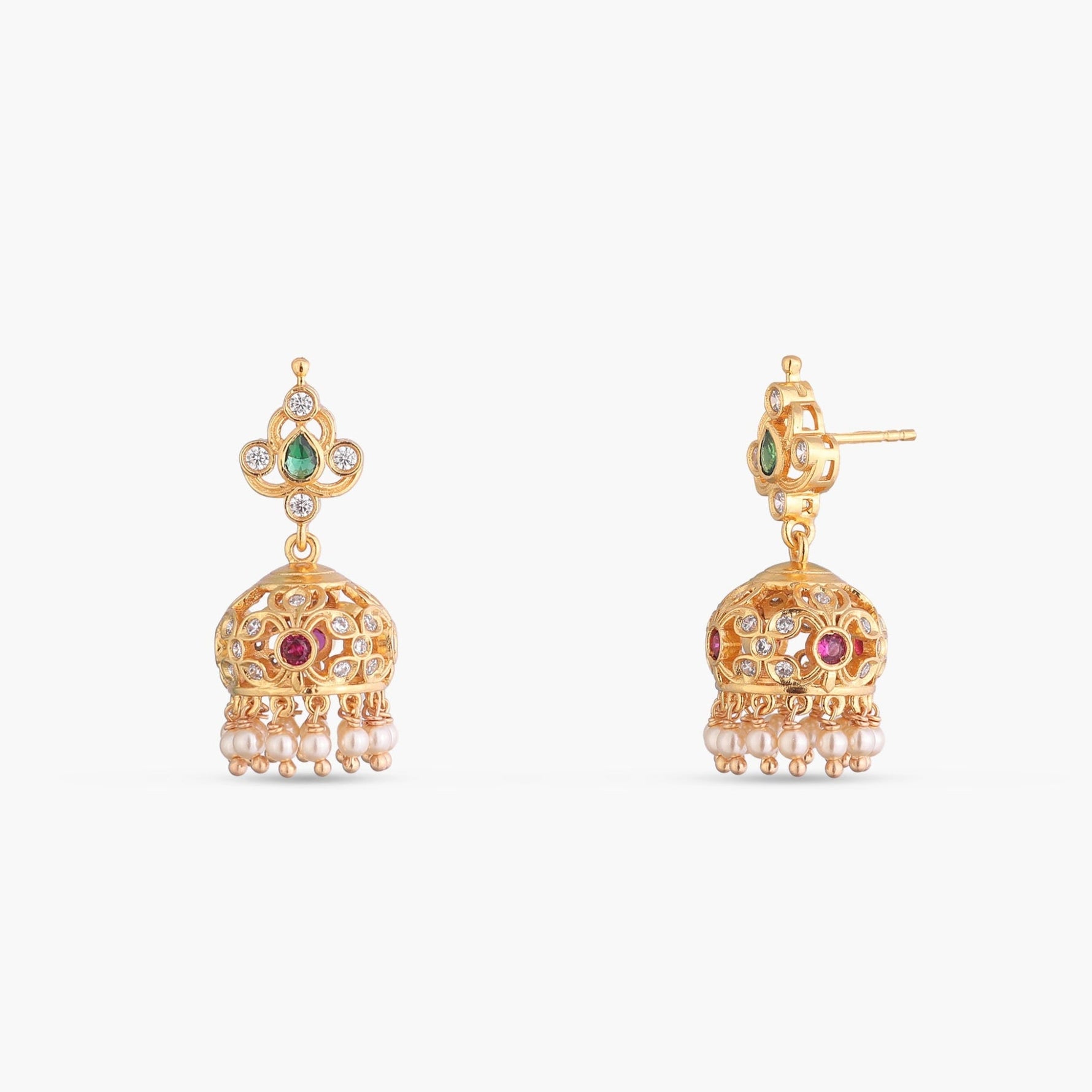 Earrings Tanira CZ Silver Jhumka Earrings