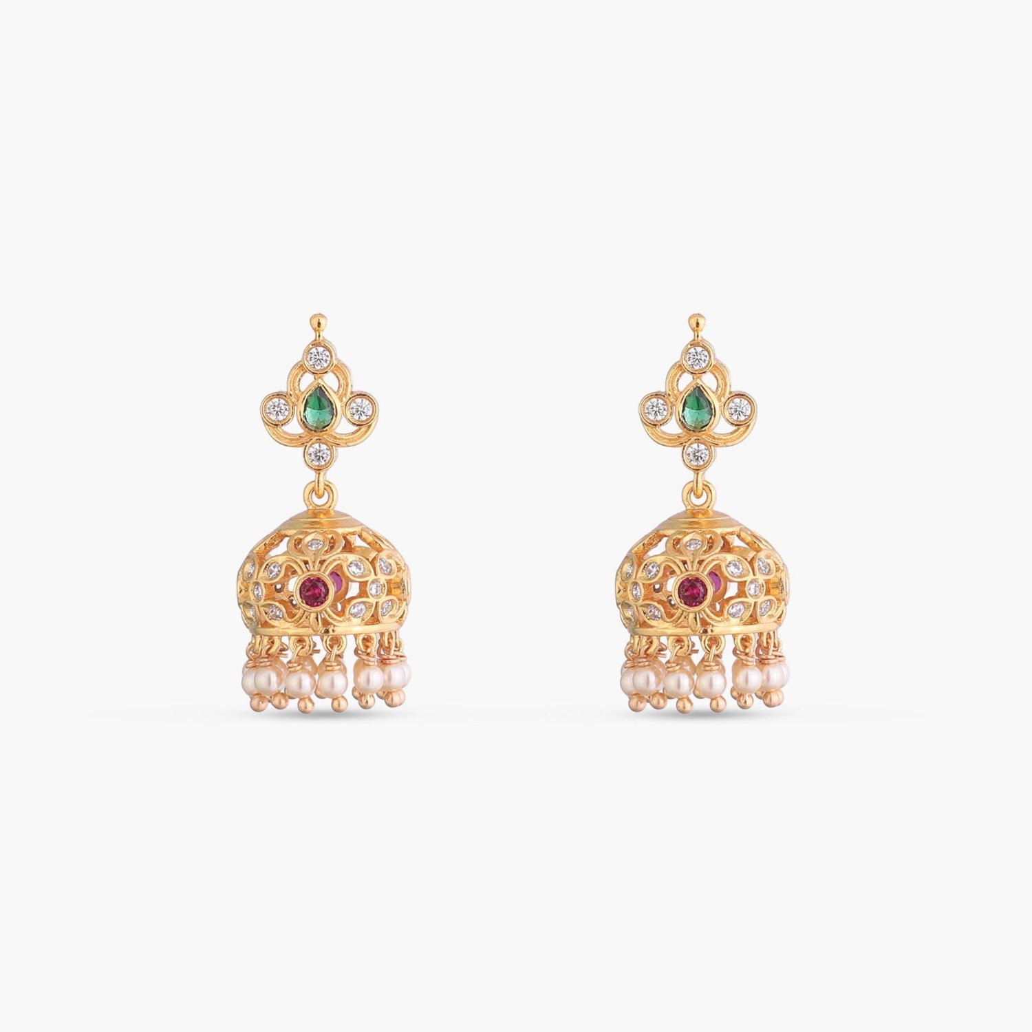 Earrings Tanira CZ Silver Jhumka Earrings