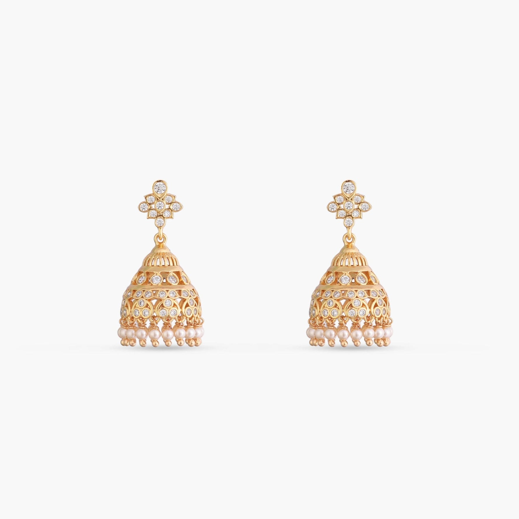 Earrings Veyna CZ Silver Jhumka Earrings