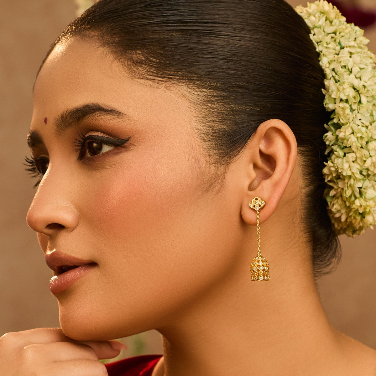 Earrings Ishira CZ Silver Jhumka Earrings
