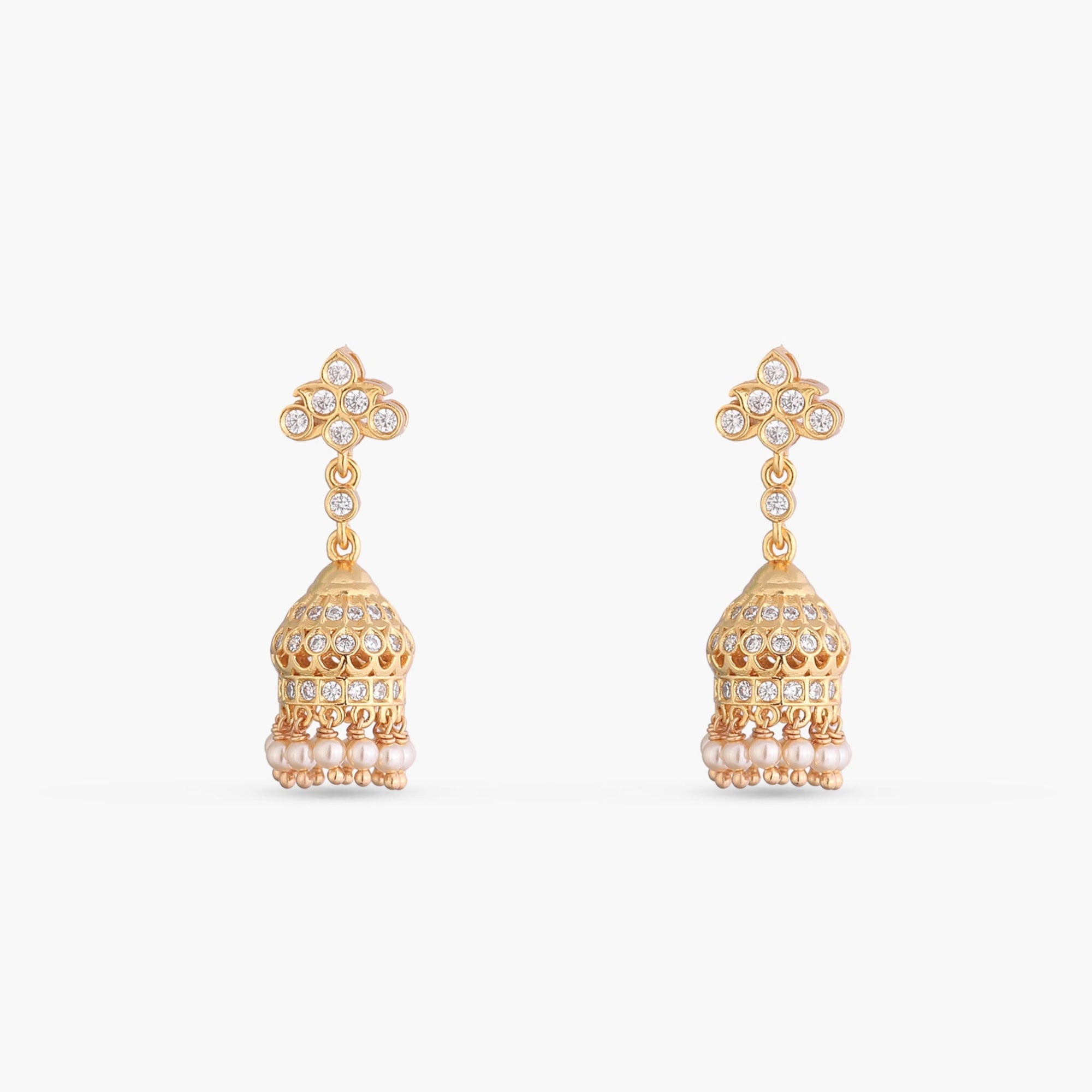 Ovika CZ Silver Jhumka Earrings