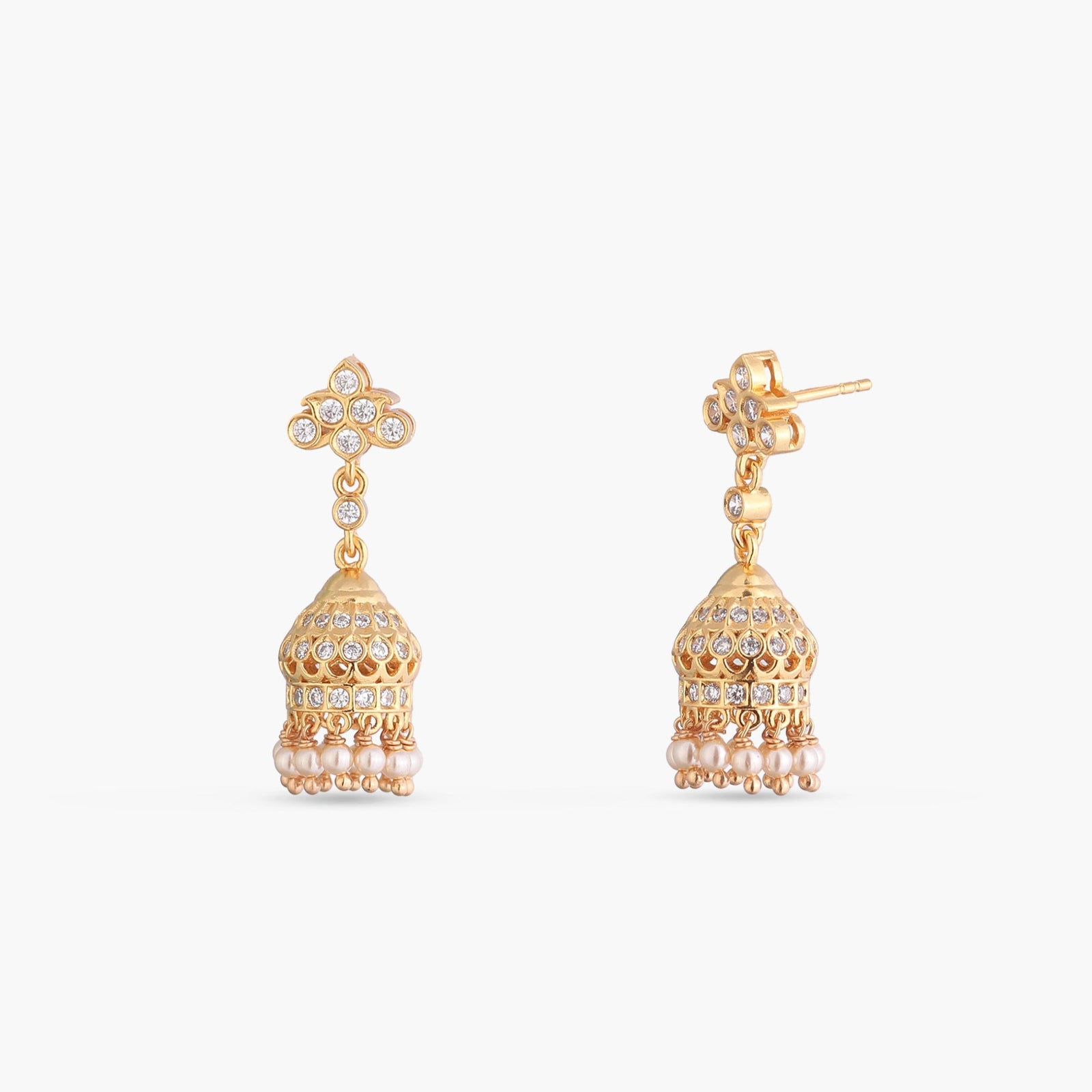 Ovika CZ Silver Jhumka Earrings