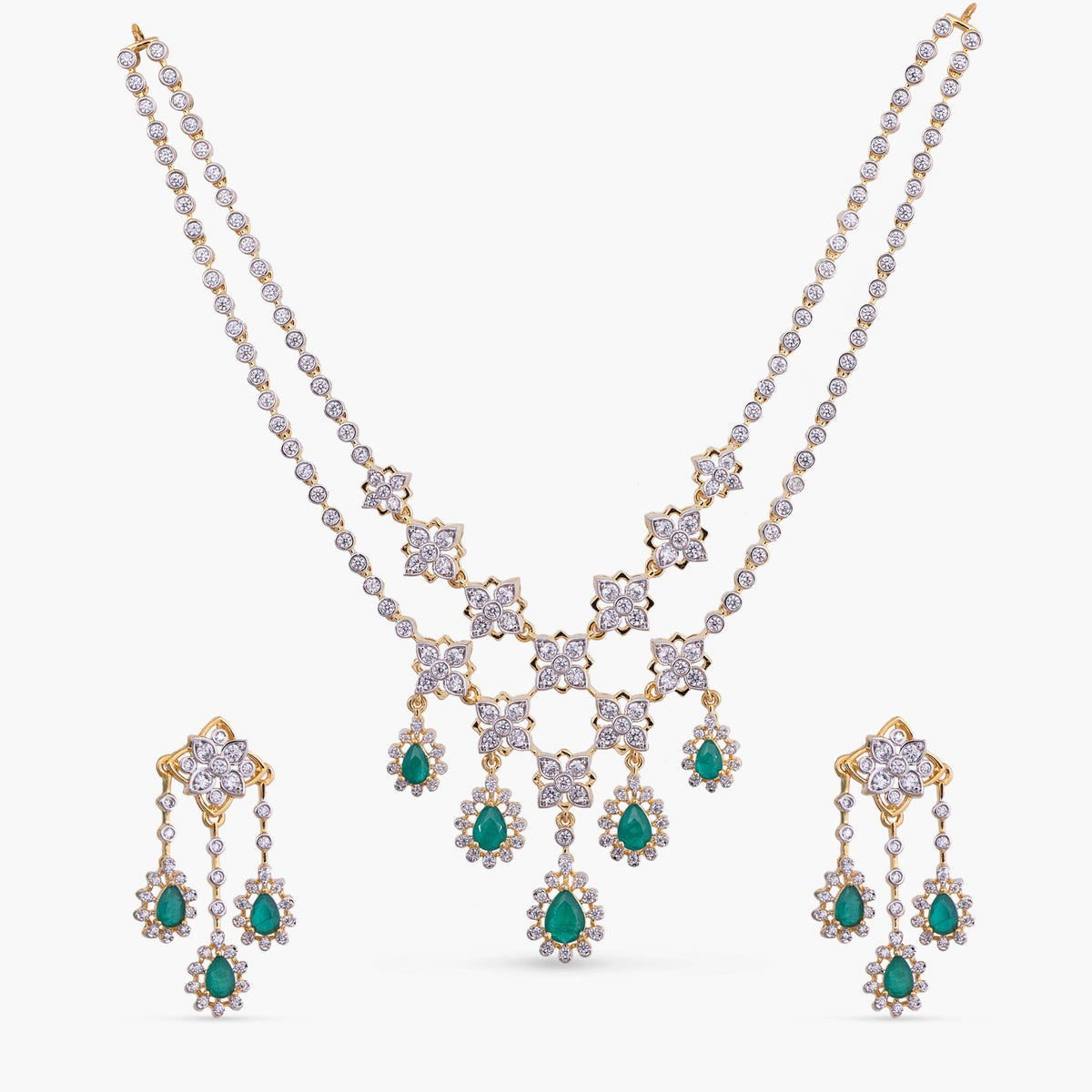 Tara CZ Silver Necklace Set
