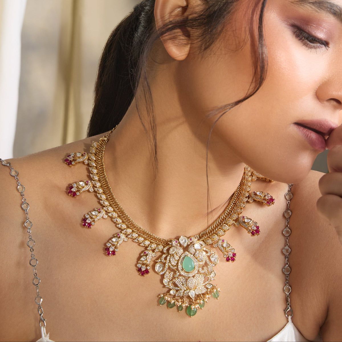 Siya Moissanite Silver Necklace
