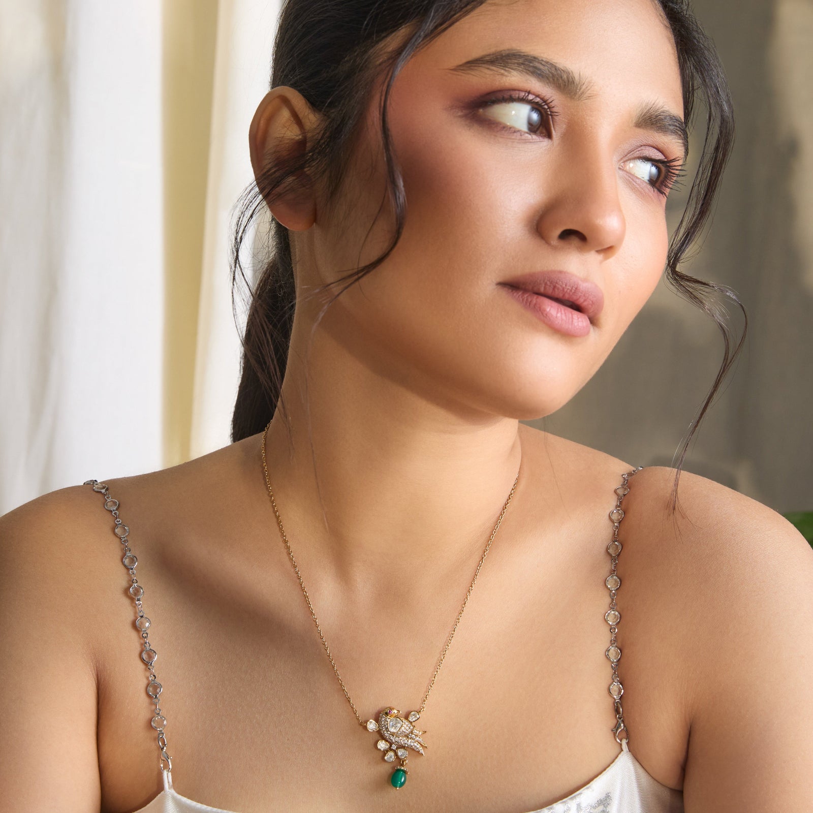 Rumi Moissanite Silver Pendant
