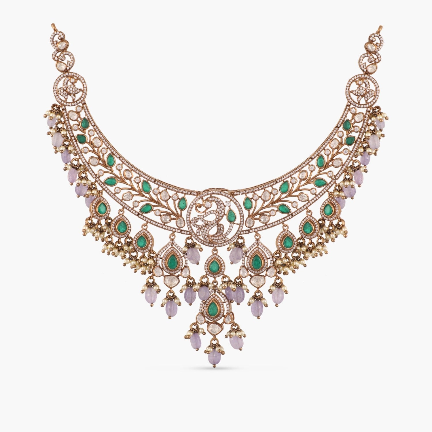 Necklaces Peacock Emblem Moissanite Silver Necklace