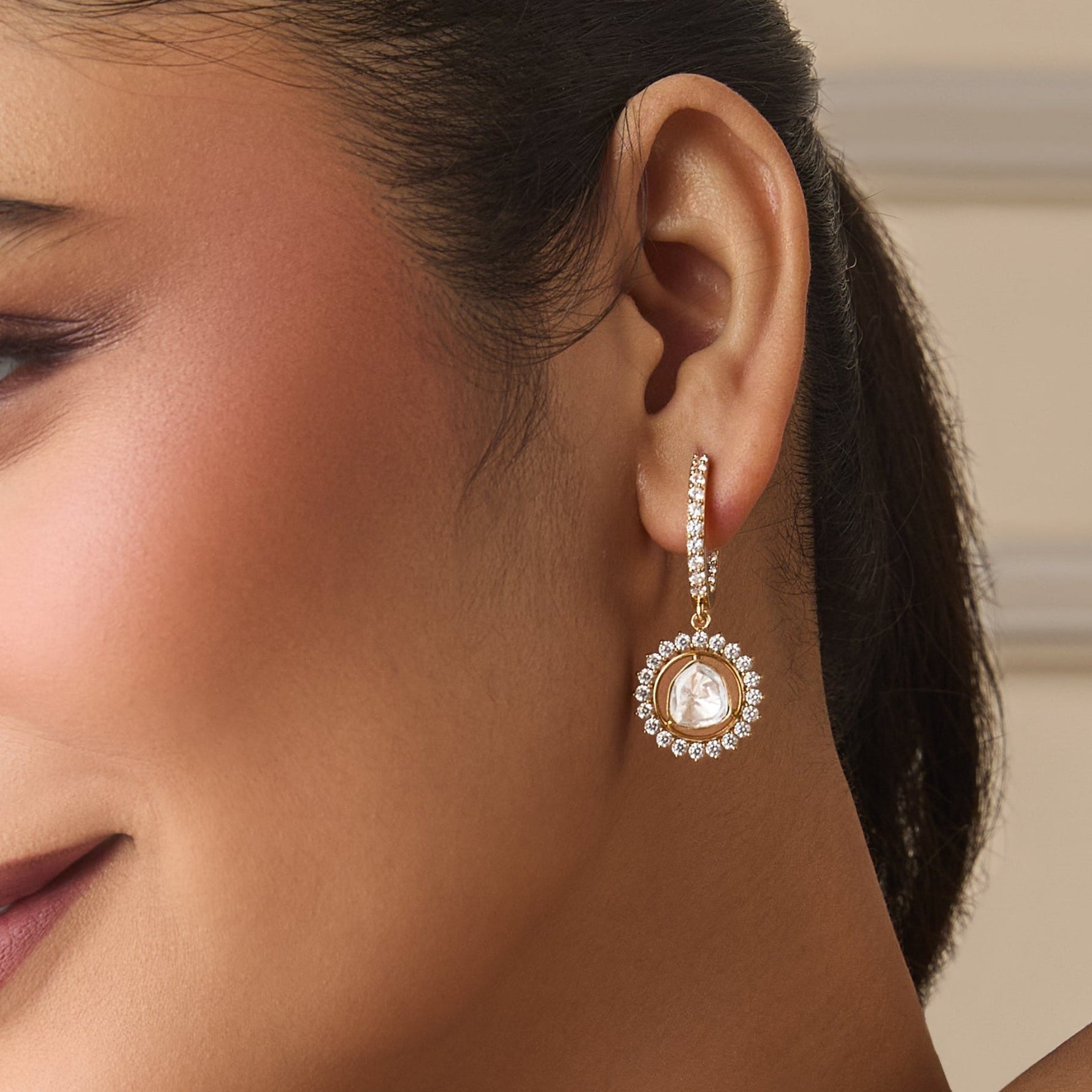 Anika Moissanite Silver Hoop Earrings