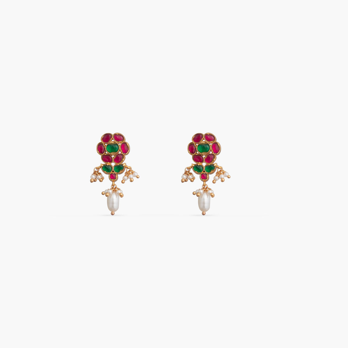 Avani Kempu Jadau Silver Stud Earrings