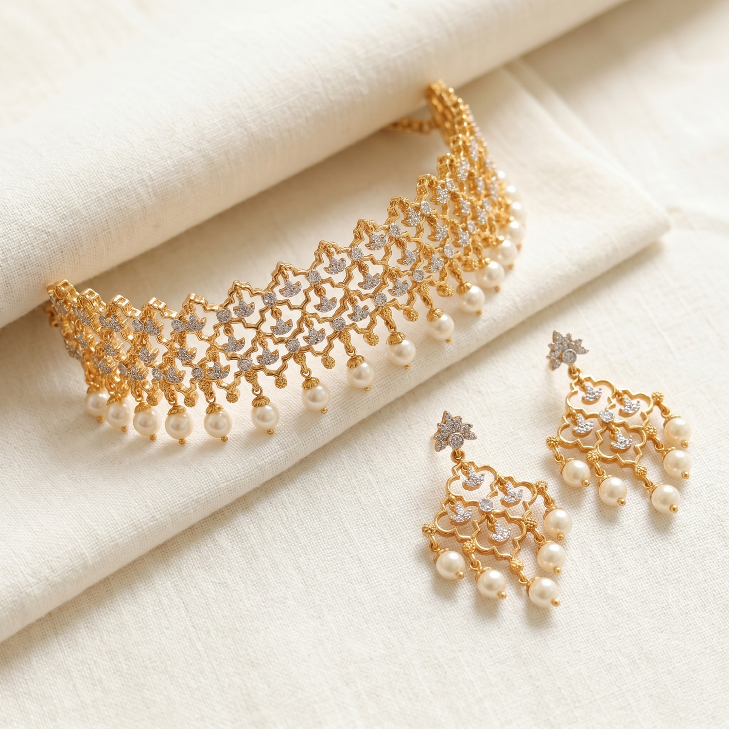 Advika CZ Silver Choker Set