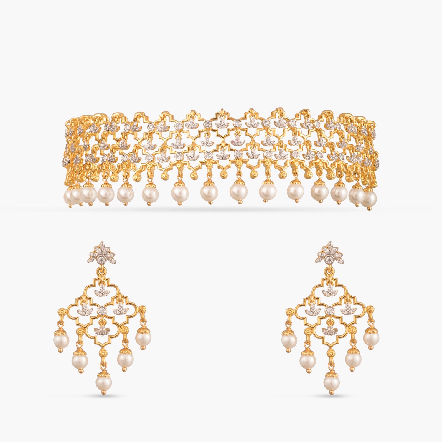 Advika CZ Silver Choker Set