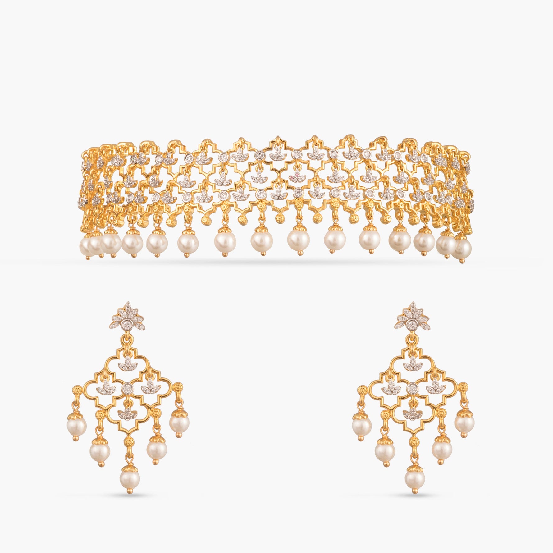 Advika CZ Silver Choker Set