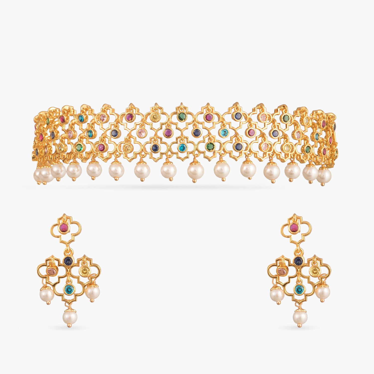 Saanvi CZ Silver Choker Set