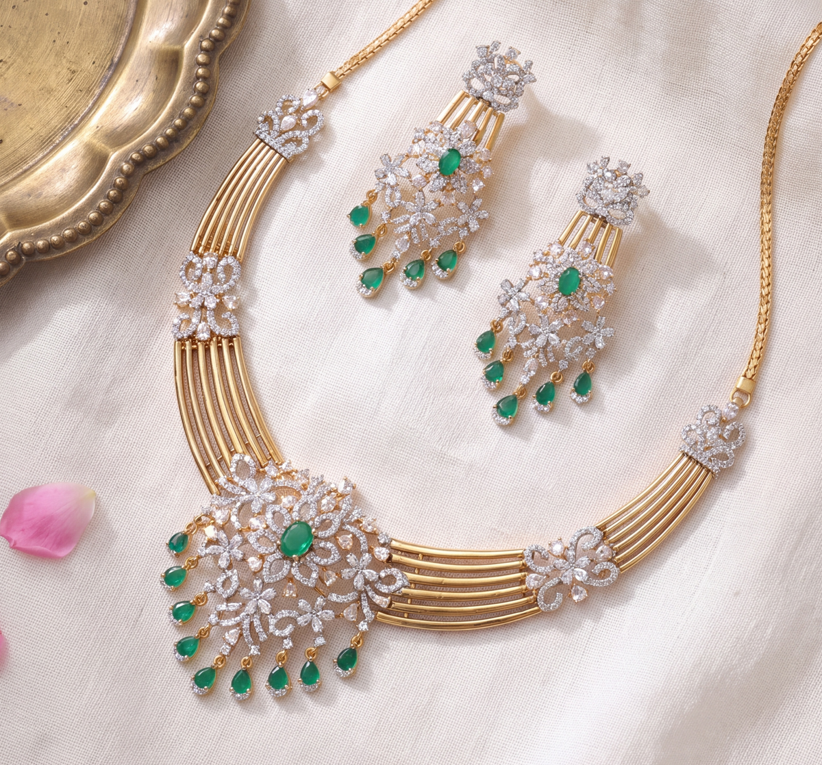 Necklaces Glitz CZ Silver Necklace Set