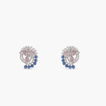 Earrings Floral Harmony Beaded CZ Silver Stud Earrings
