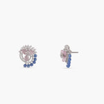 Earrings Floral Harmony Beaded CZ Silver Stud Earrings