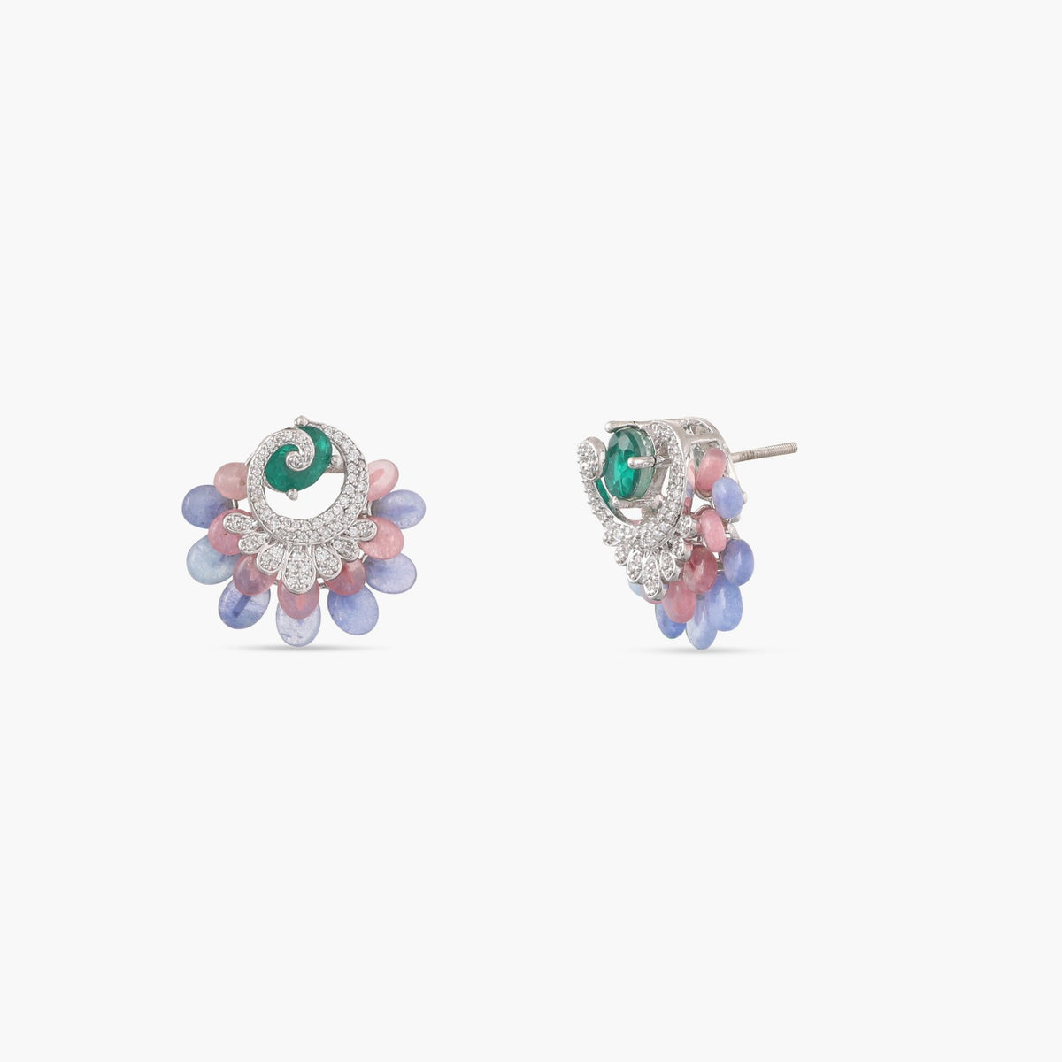 Floral Swirls CZ Stud Earrings