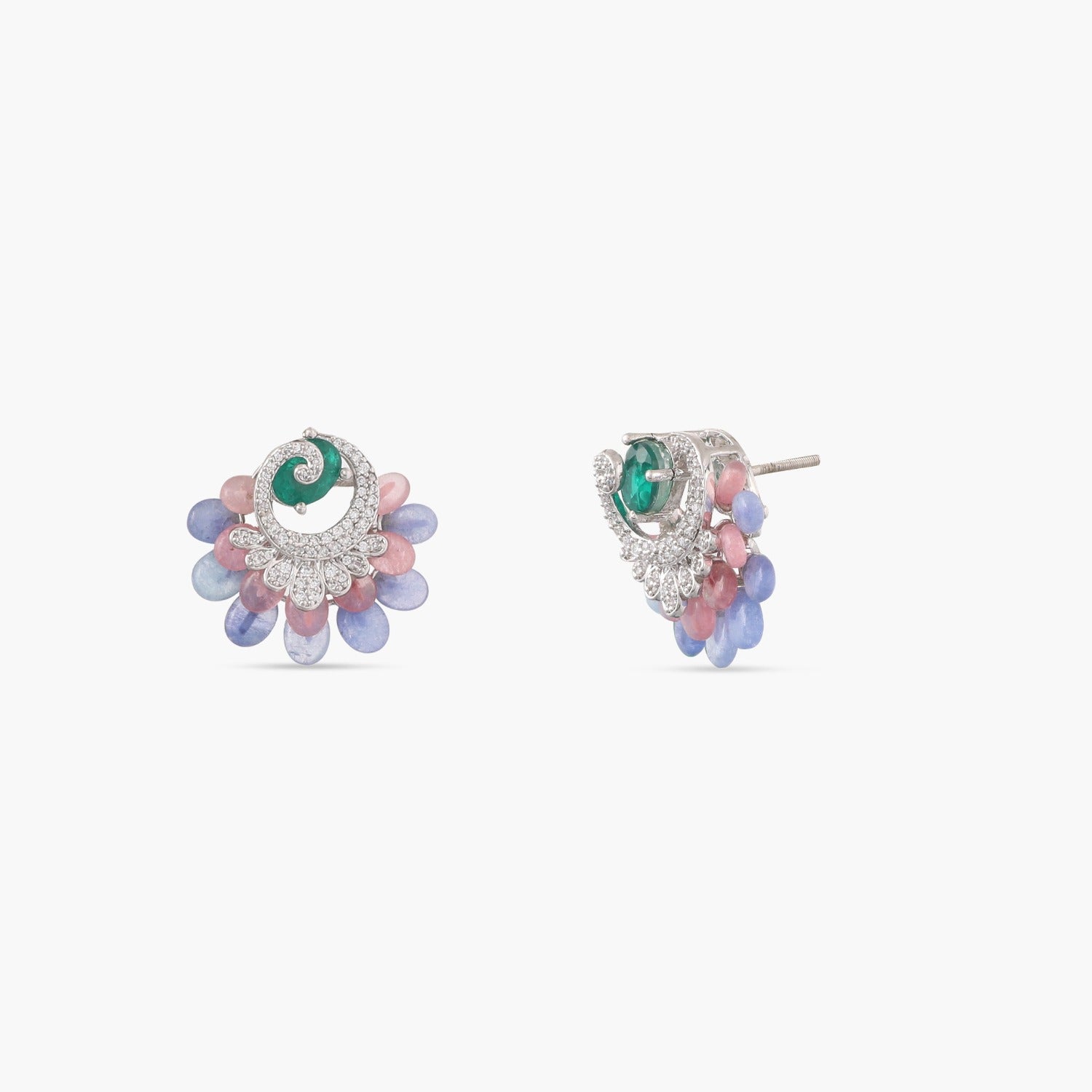 Floral Swirls CZ Stud Earrings