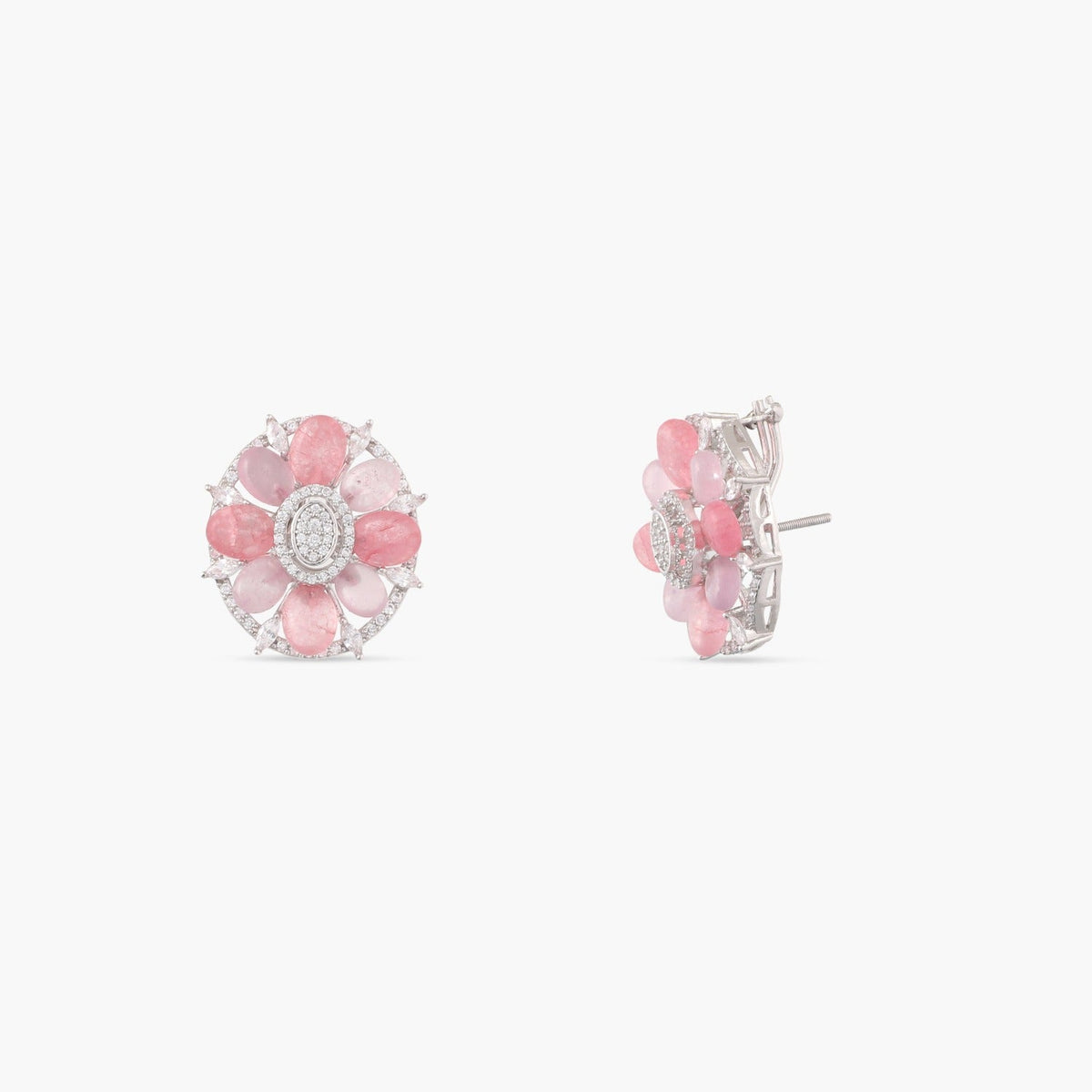 Earrings Pink Floral CZ Stud Earrings