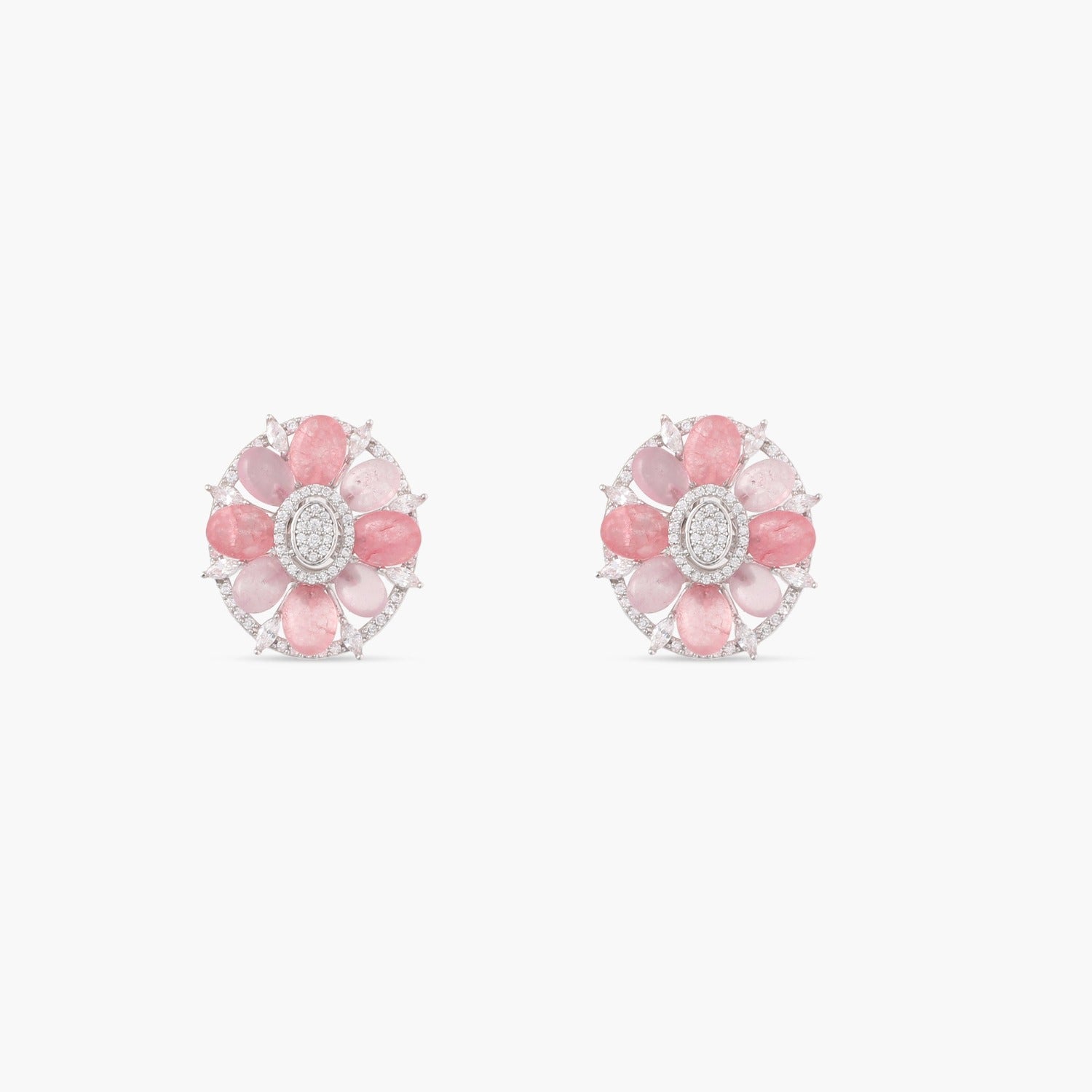 Earrings Pink Floral CZ Stud Earrings