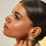 Earrings Timeless Moissanite Green Halo Stud Earrings