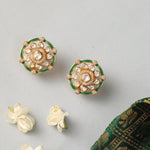 Earrings Timeless Moissanite Green Halo Stud Earrings