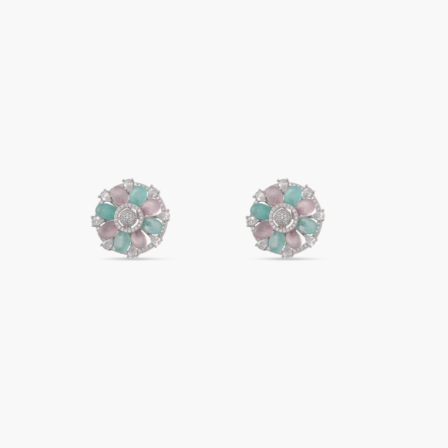 Earrings Blush and Green Bouquet Stud Earrings