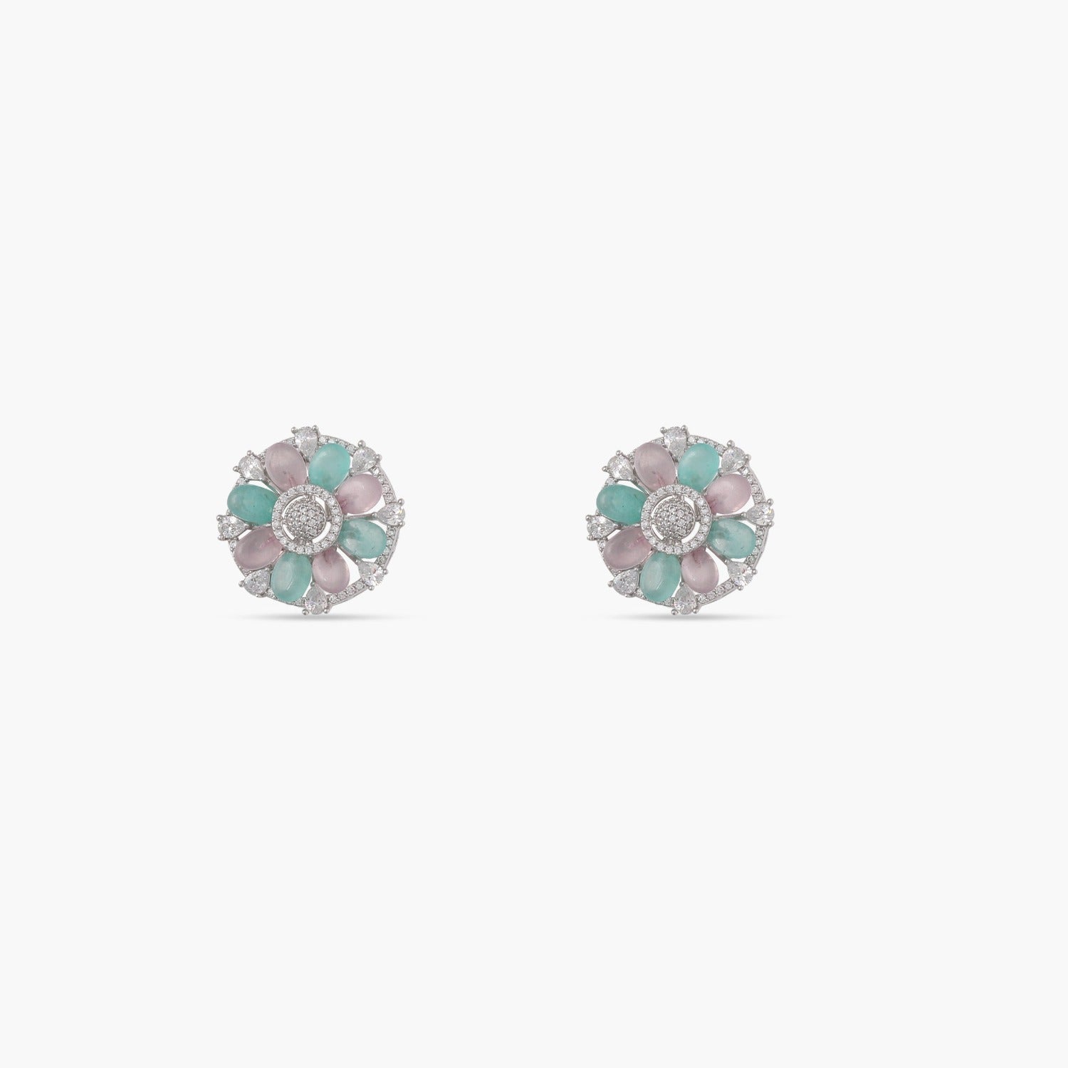 Blush and Green Bouquet  Stud Earrings