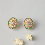 Earrings Floral Moissanite Green Enamel Stud Earrings