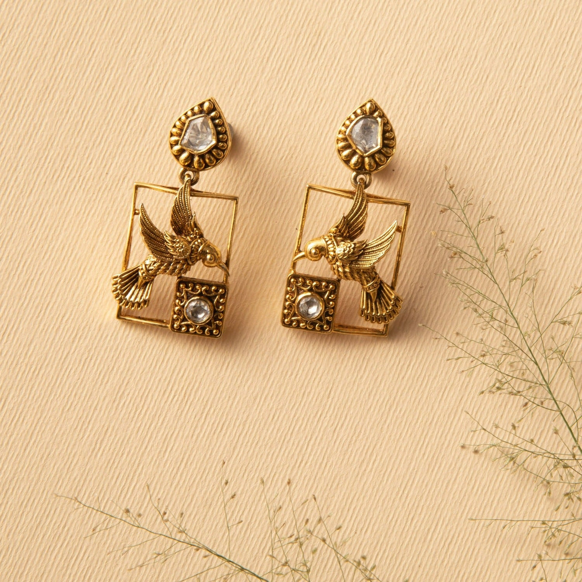 Earrings Whimsical Avian Moissanite Drops