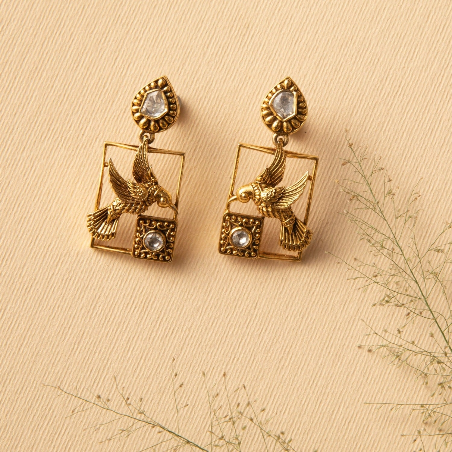 Earrings Whimsical Avian Moissanite Drops
