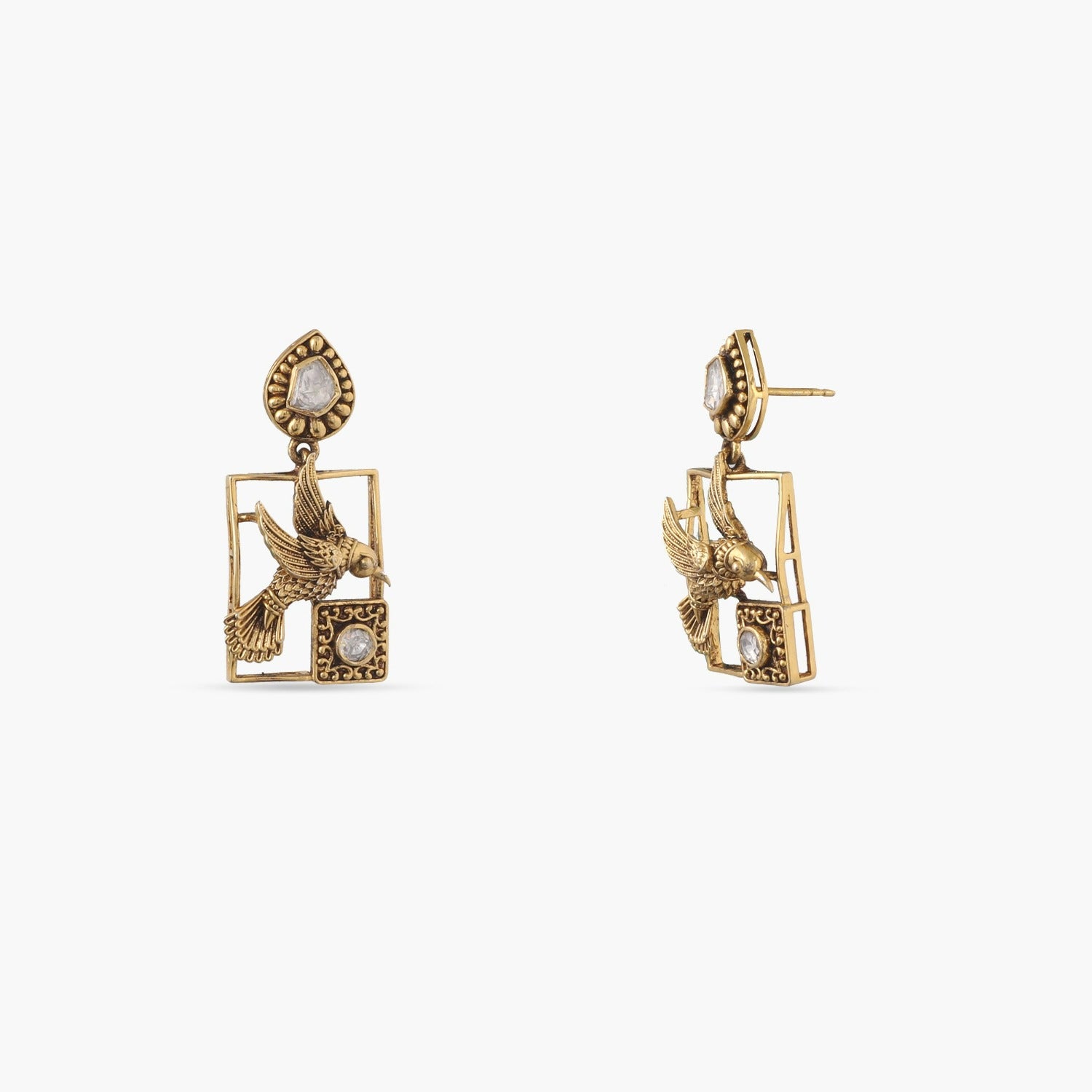 Earrings Whimsical Avian Moissanite Drops