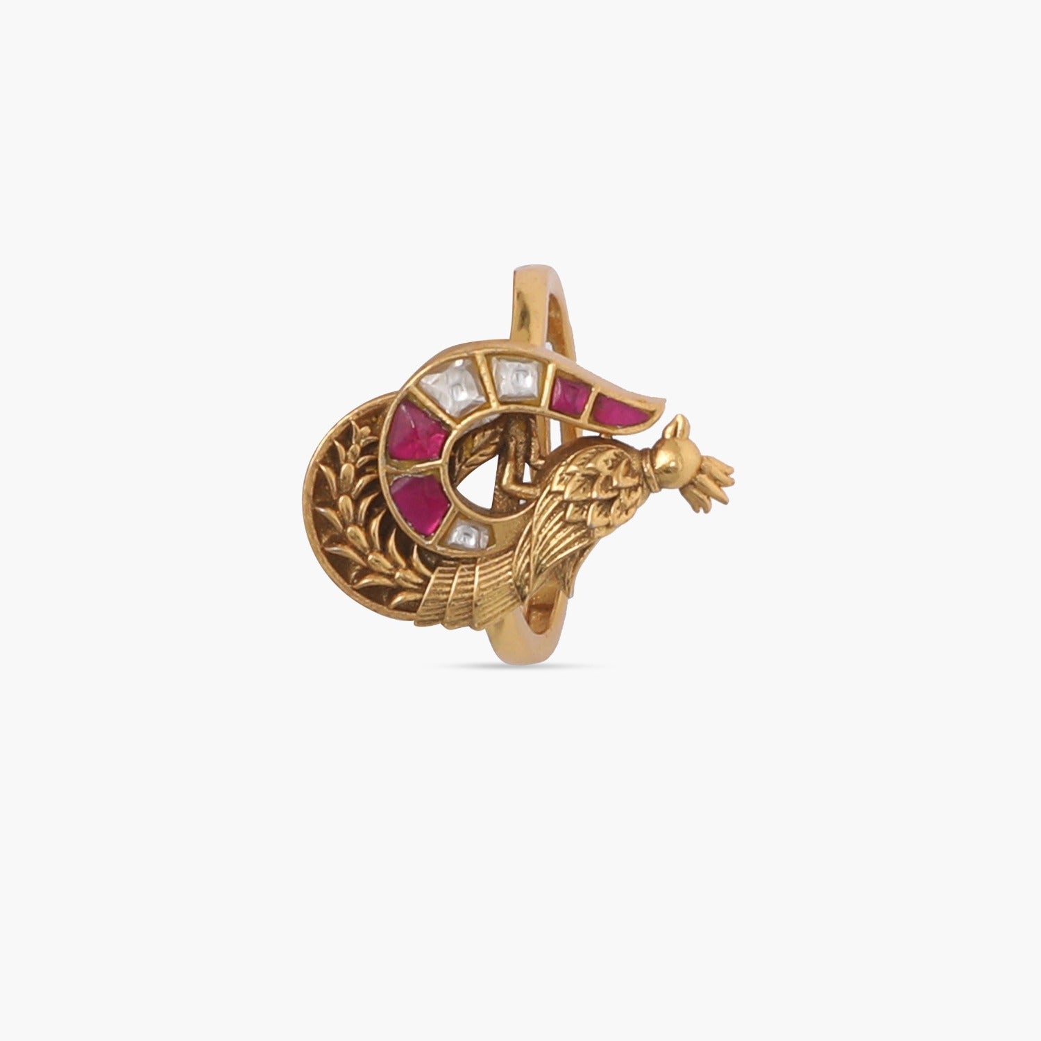 Finger Ring Peacock Jadau Silver Finger Ring