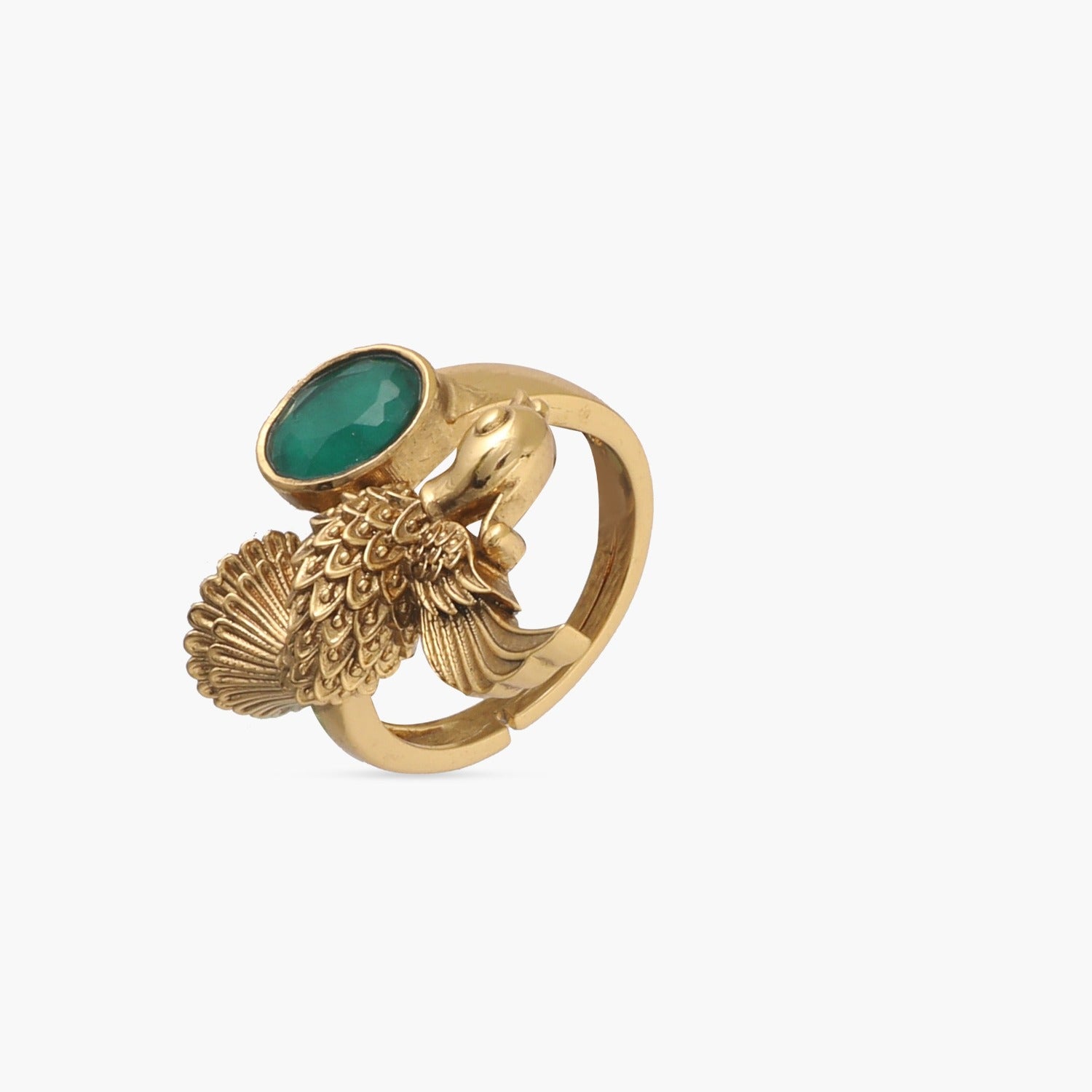 Finger Ring Vihangana Antique Gold Finish Silver Finger Ring